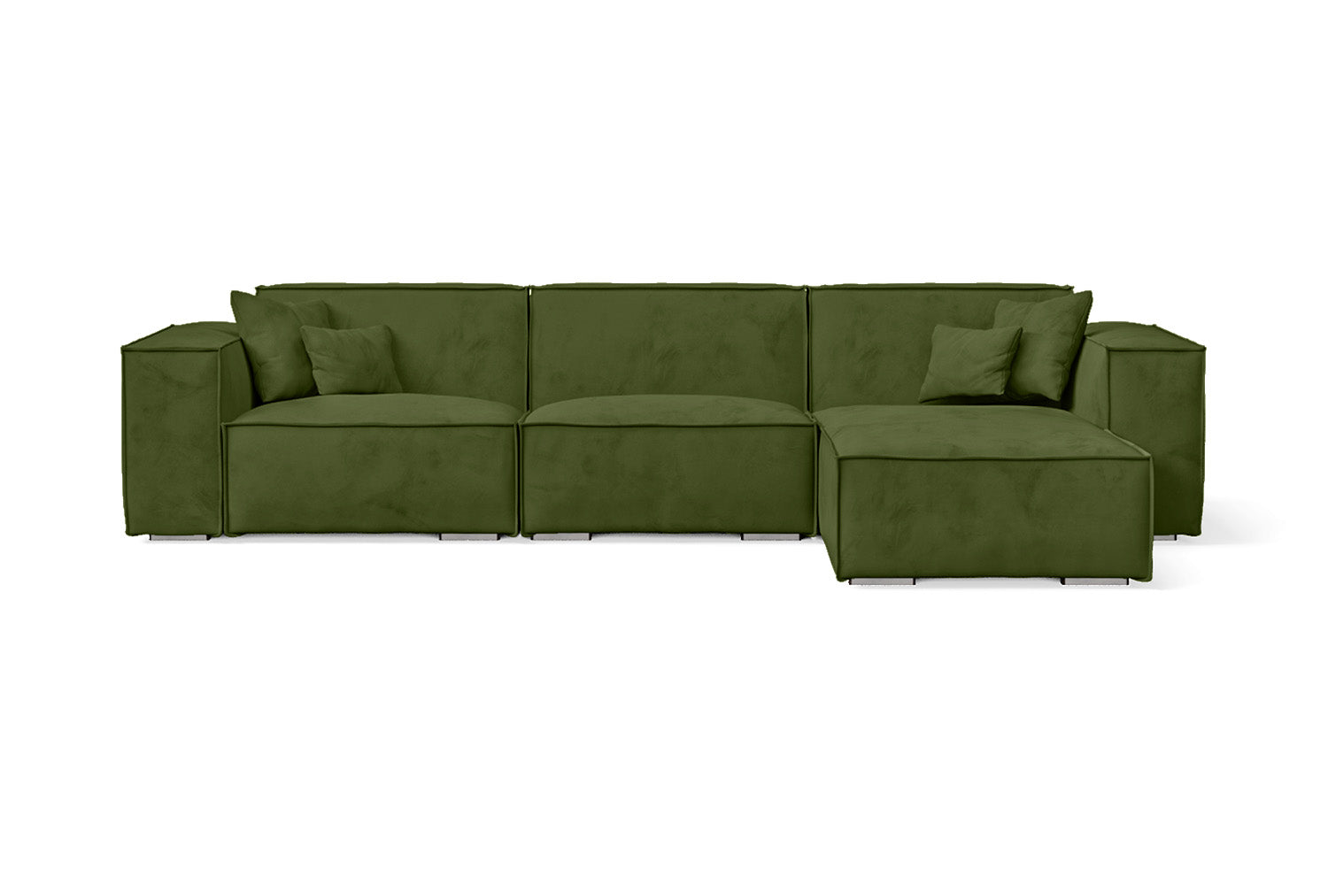 Naples 3 Seater Right Hand Facing Chaise Lounge Corner Sofa Lime Velvet