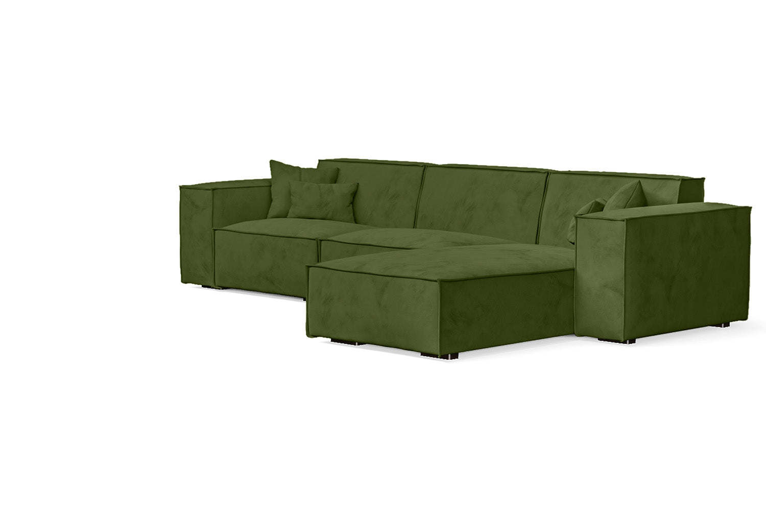 Naples 3 Seater Right Hand Facing Chaise Lounge Corner Sofa Lime Velvet