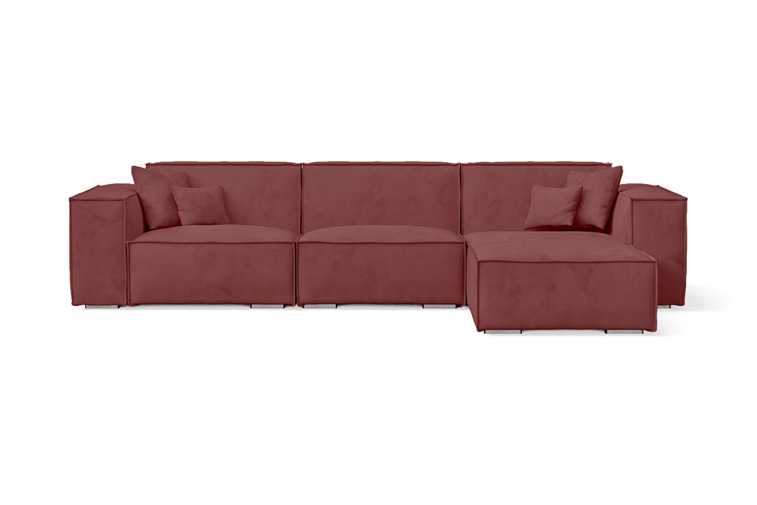 Naples 3 Seater Right Hand Facing Chaise Lounge Corner Sofa Pink Velvet