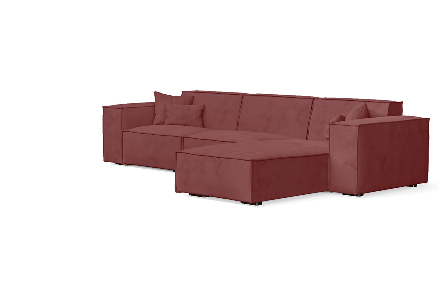 Naples 3 Seater Right Hand Facing Chaise Lounge Corner Sofa Pink Velvet