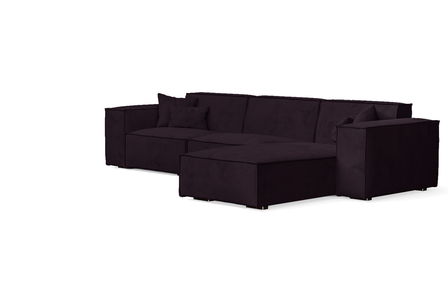 Naples 3 Seater Right Hand Facing Chaise Lounge Corner Sofa Purple Velvet