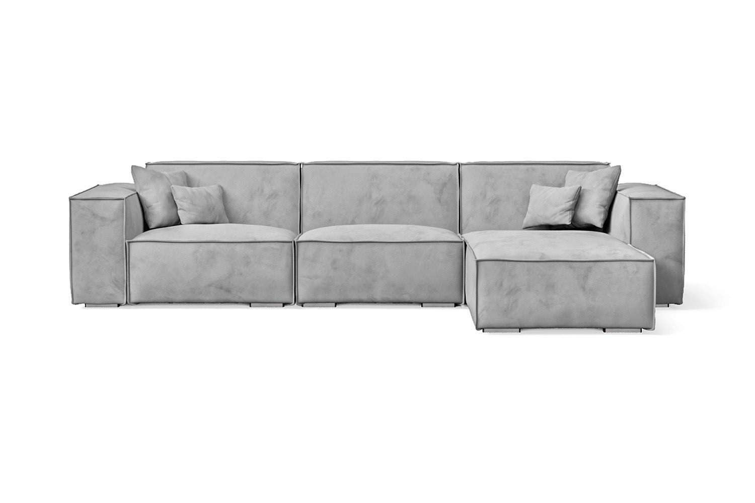 Naples 3 Seater Right Hand Facing Chaise Lounge Corner Sofa White Velvet