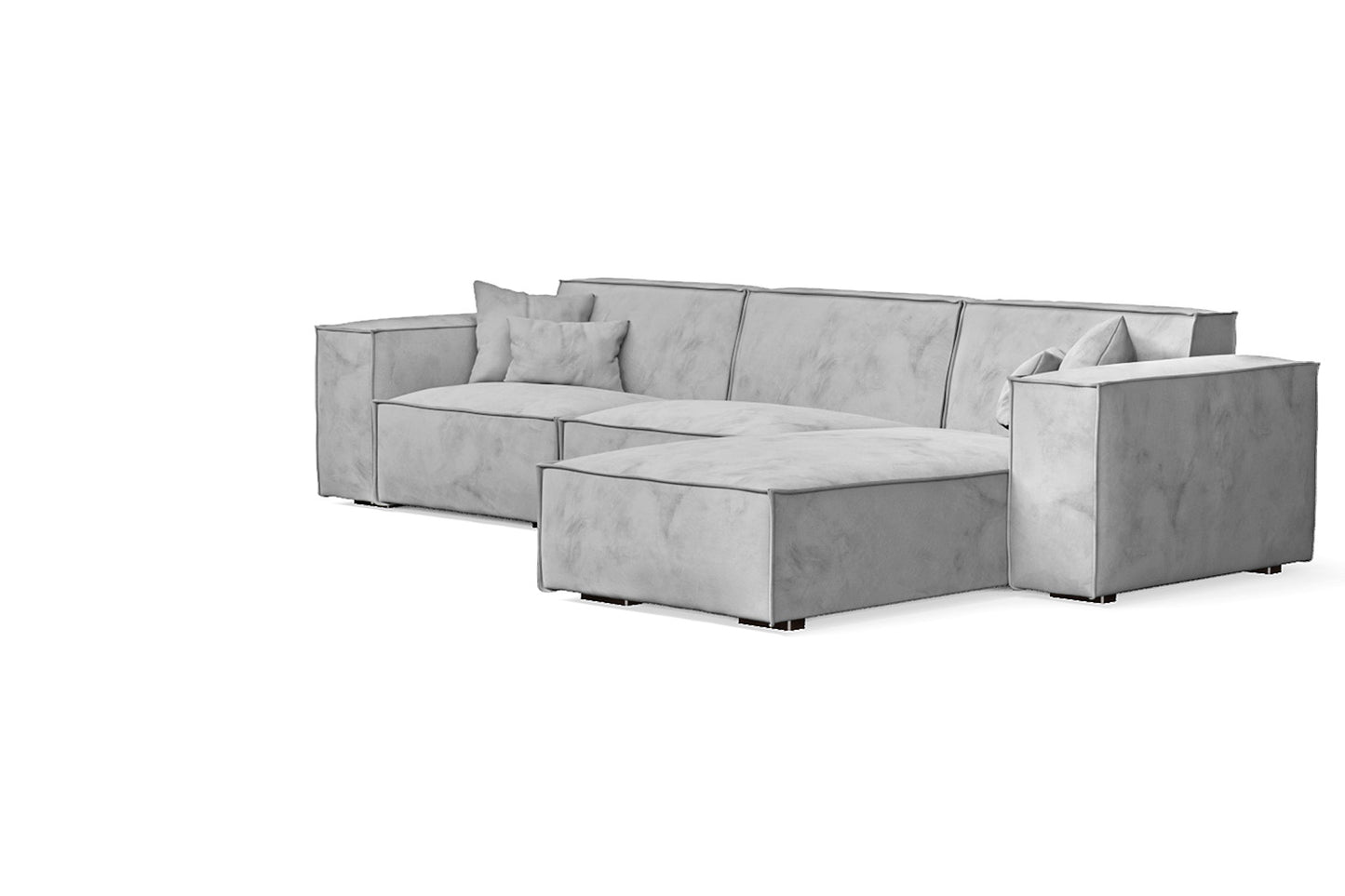 Naples 3 Seater Right Hand Facing Chaise Lounge Corner Sofa White Velvet