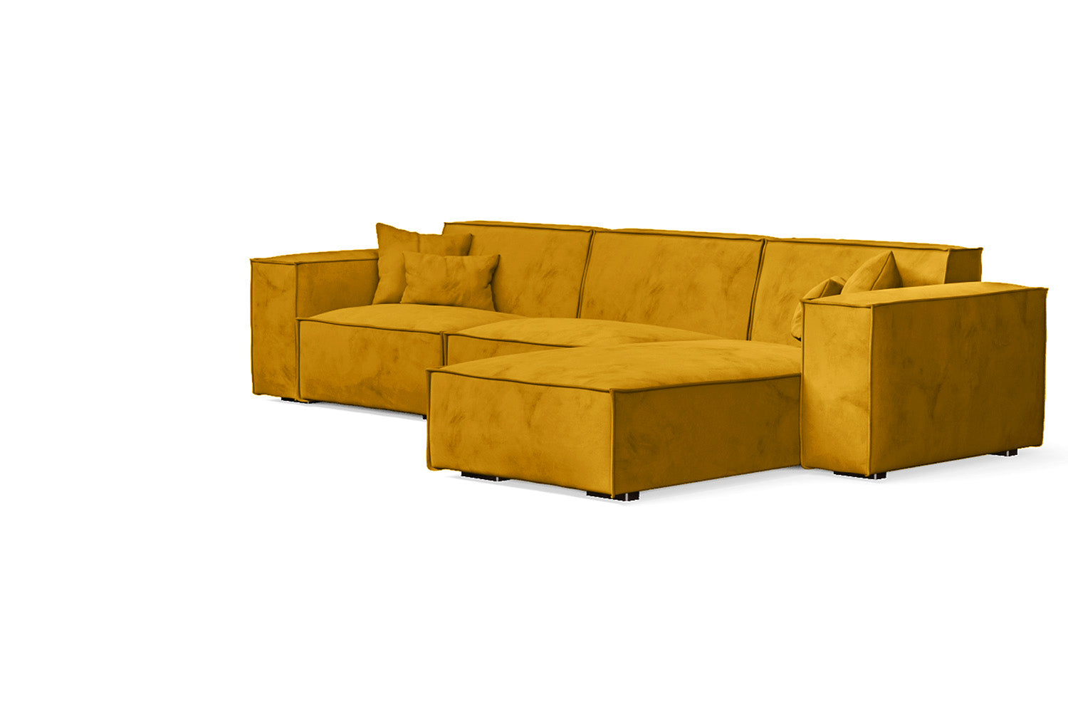 Naples 3 Seater Right Hand Facing Chaise Lounge Corner Sofa Yellow Velvet