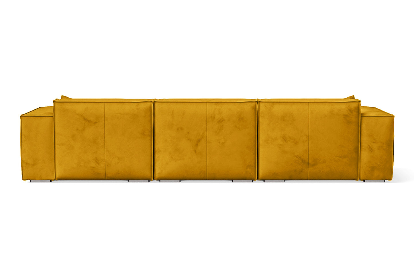 Naples 3 Seater Right Hand Facing Chaise Lounge Corner Sofa Yellow Velvet