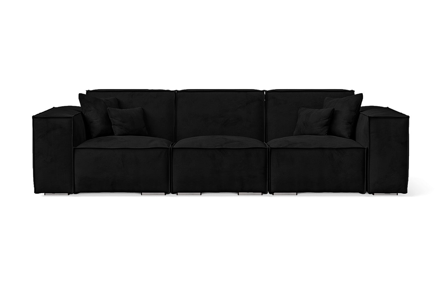 Naples 3 Seater Sofa Black Velvet