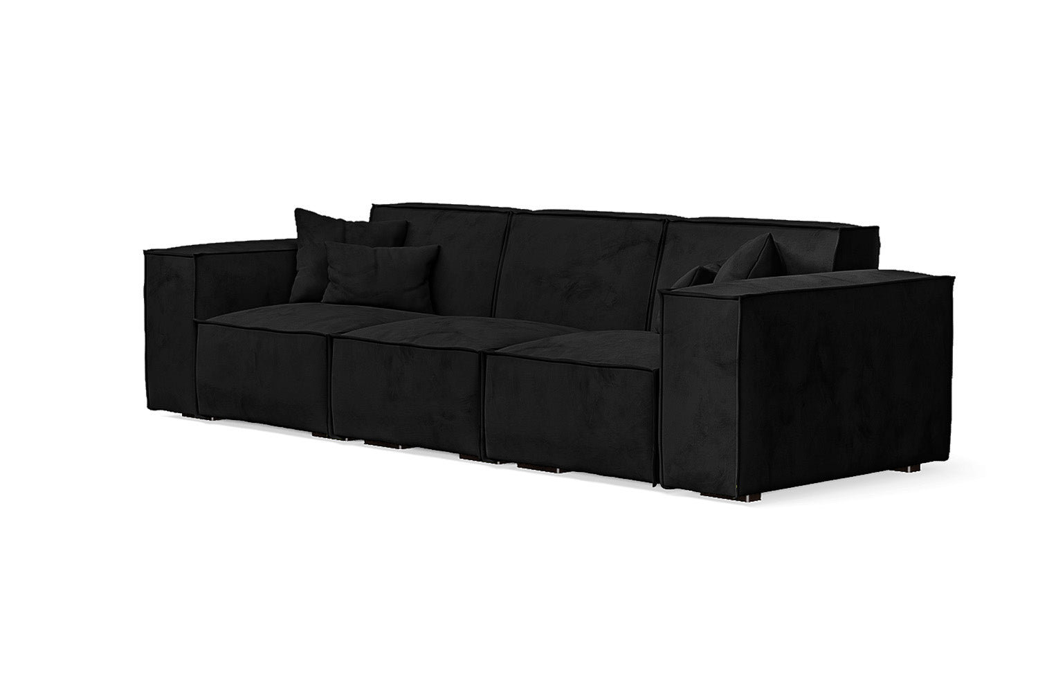 Naples 3 Seater Sofa Black Velvet