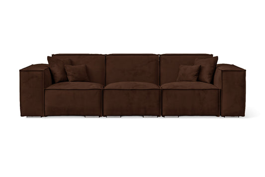 Naples 3 Seater Sofa Coffee Brown Velvet