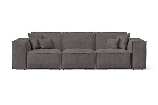 Naples 3 Seater Sofa Grey Velvet