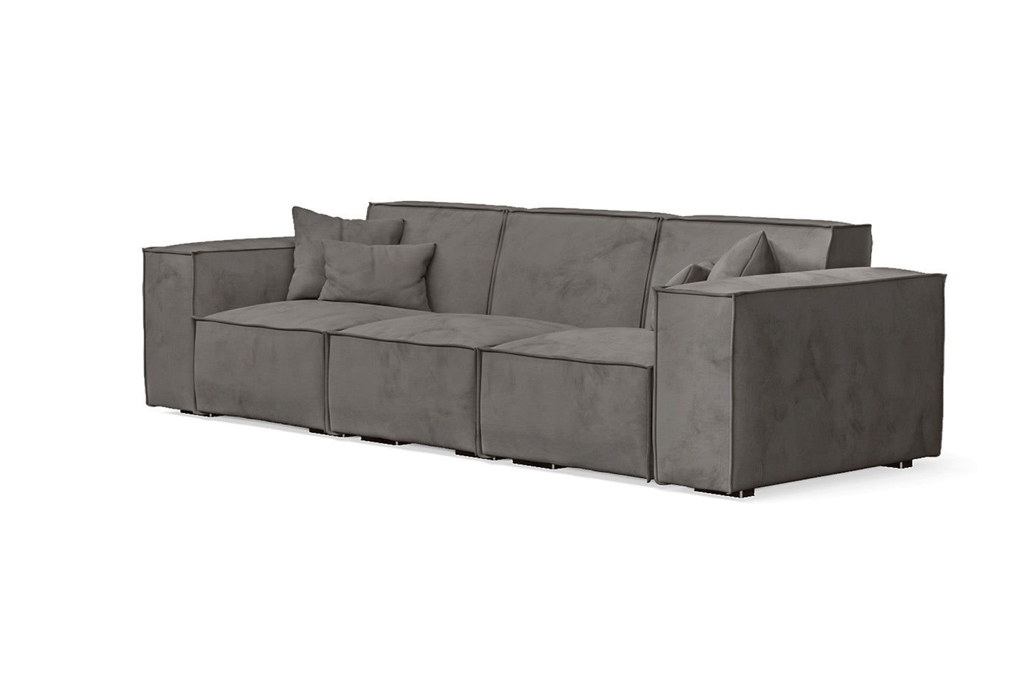 Naples 3 Seater Sofa Grey Velvet