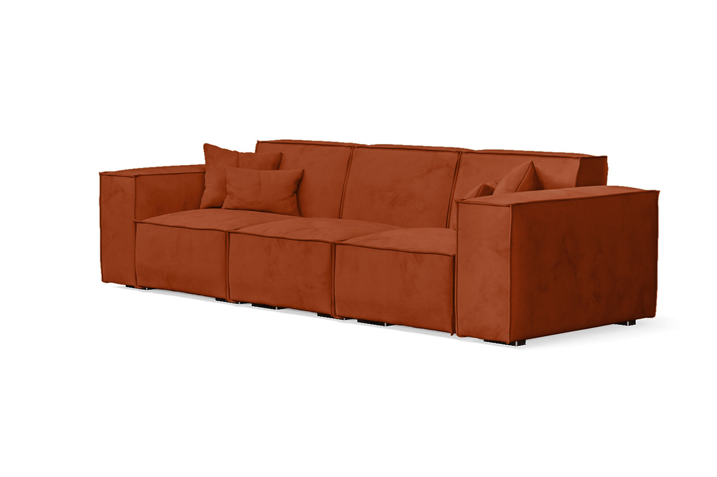 Naples 3 Seater Sofa Orange Velvet