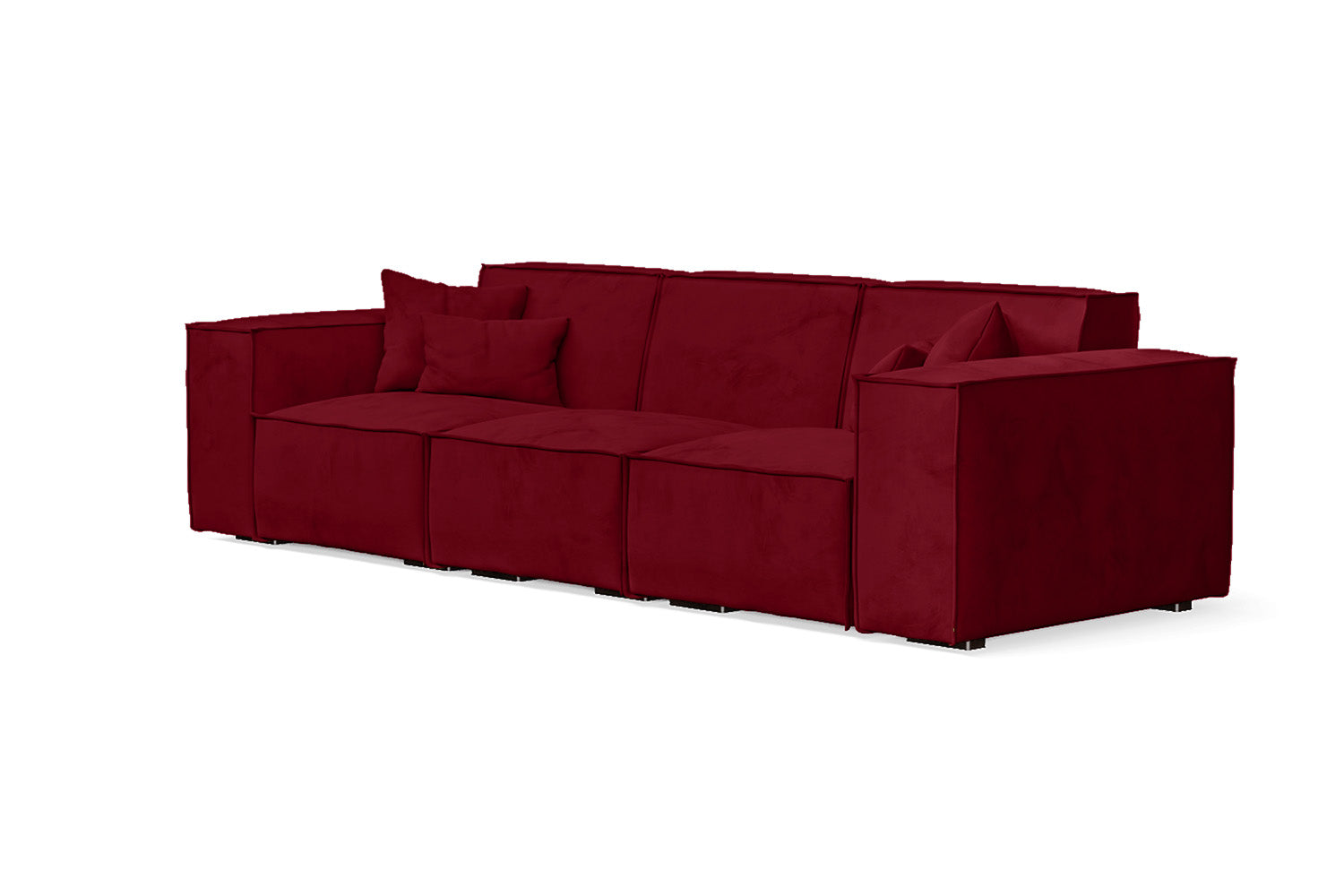 Naples 3 Seater Sofa Red Velvet