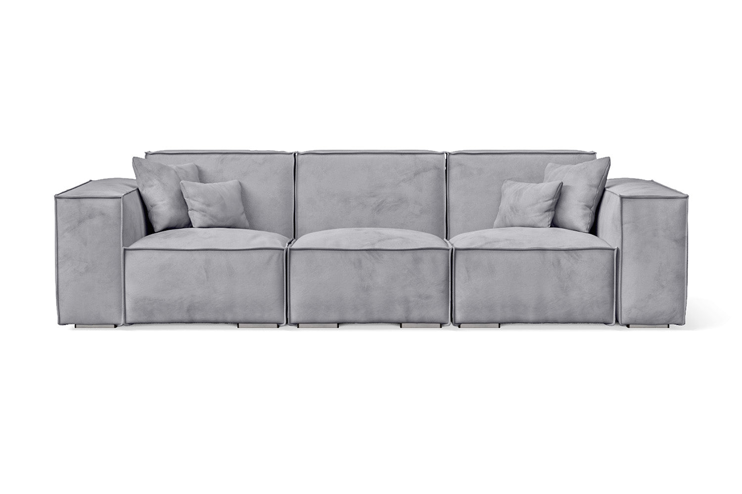 Naples 3 Seater Sofa Silver Velvet