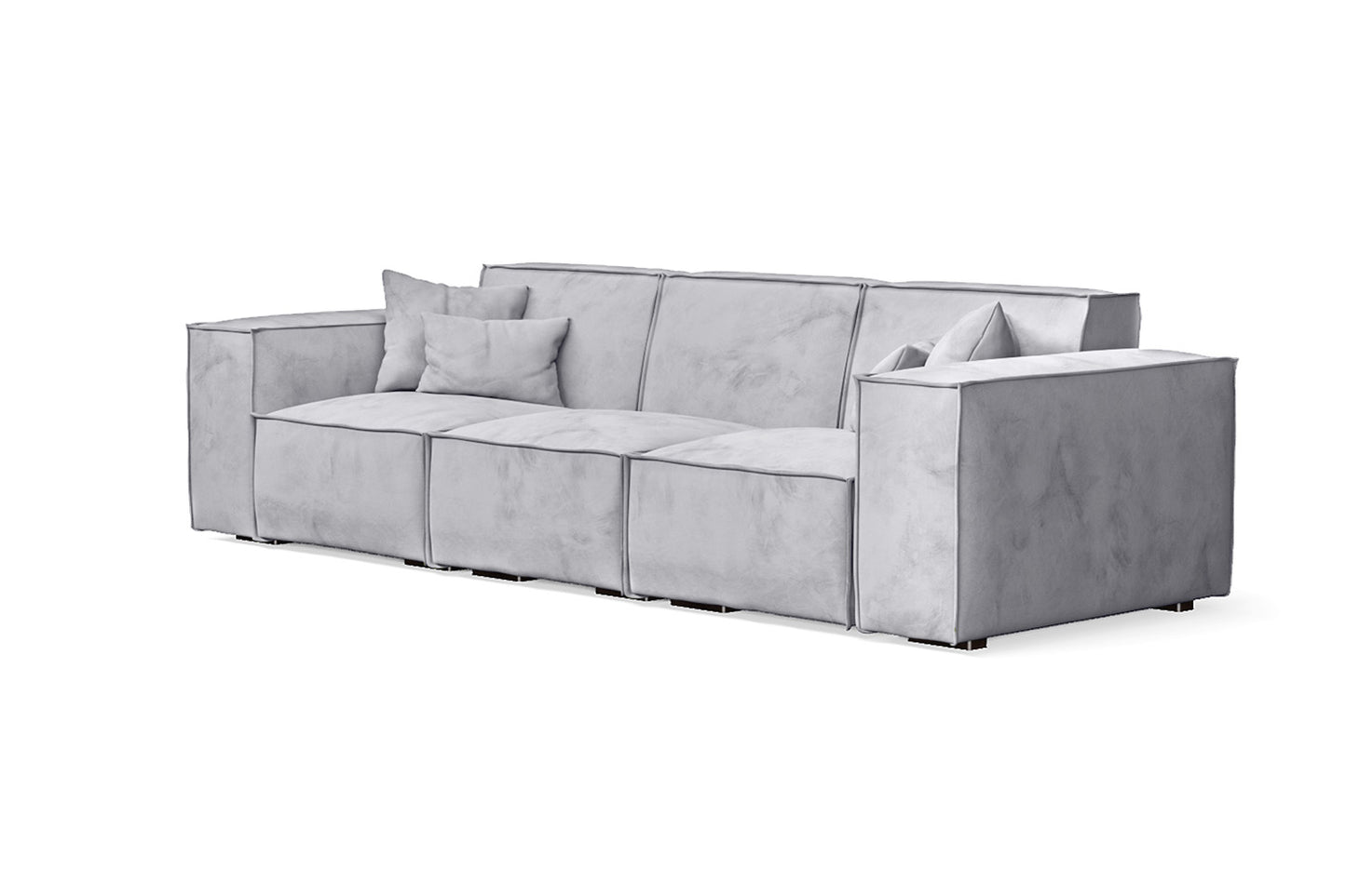 Naples 3 Seater Sofa Silver Velvet