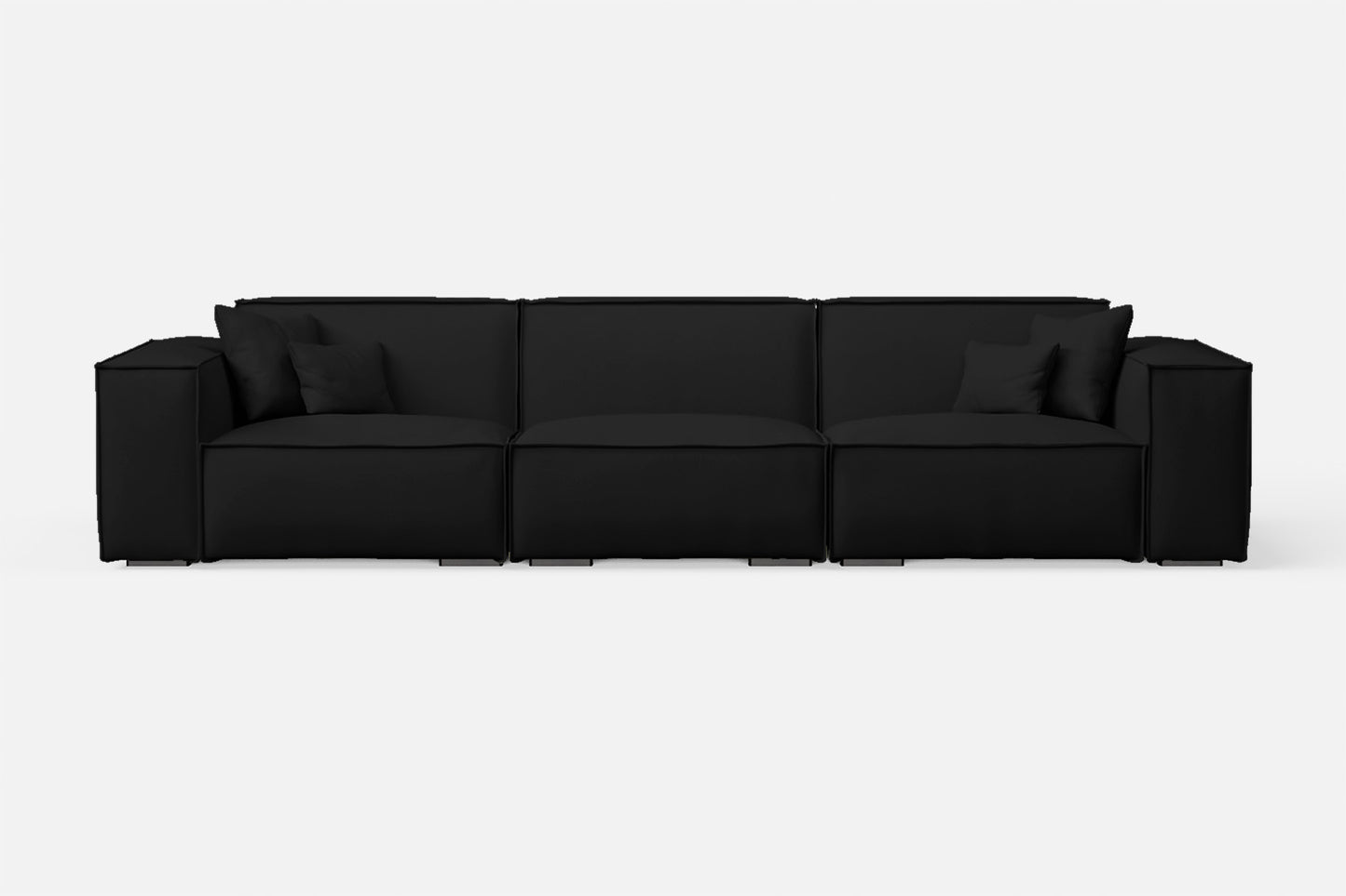 Naples 4 Seater Sofa Black Leather