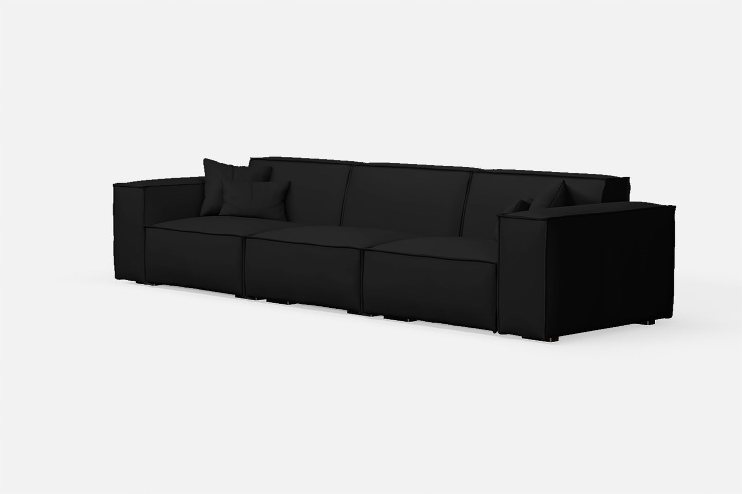 Naples 4 Seater Sofa Black Leather