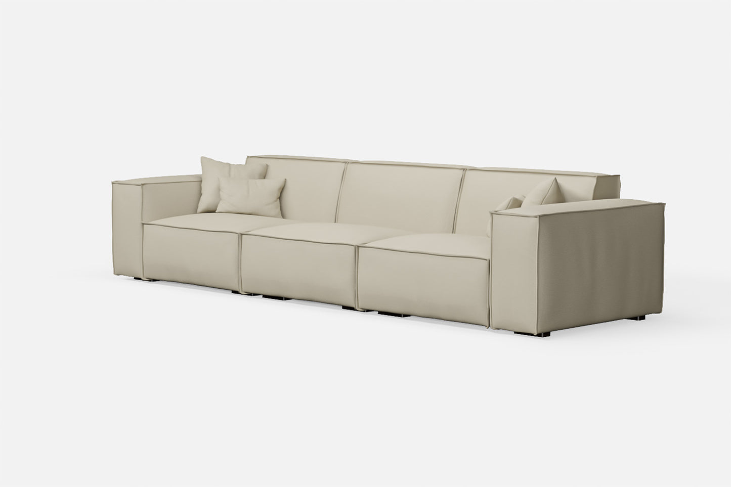 Naples 4 Seater Sofa Cream Leather