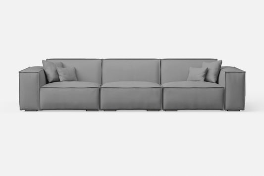 Naples 4 Seater Sofa Grey Leather