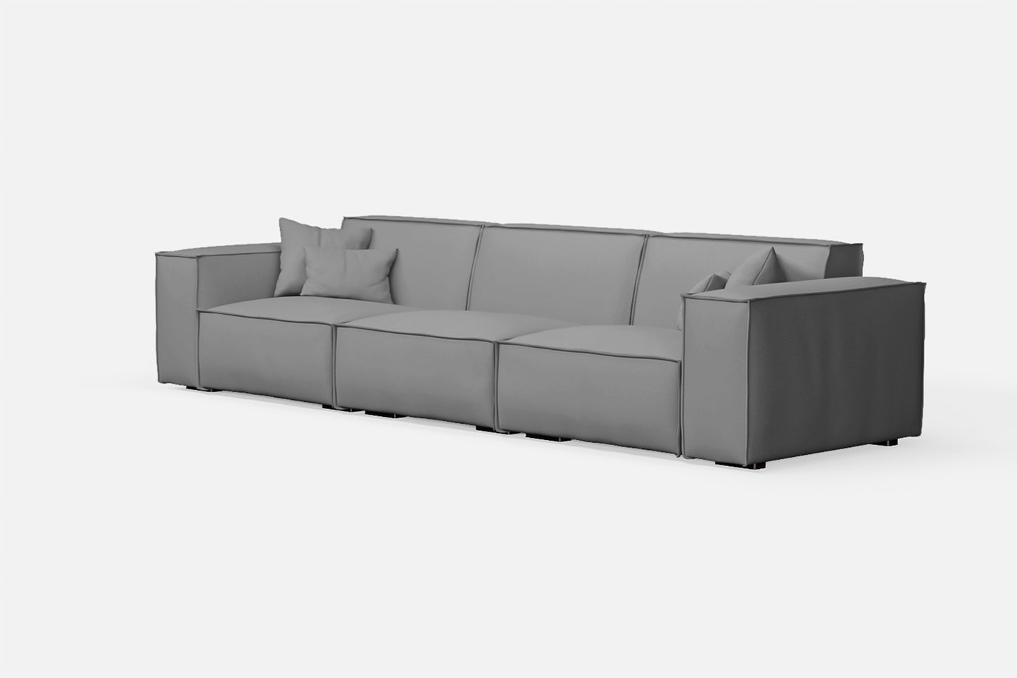 Naples 4 Seater Sofa Grey Leather