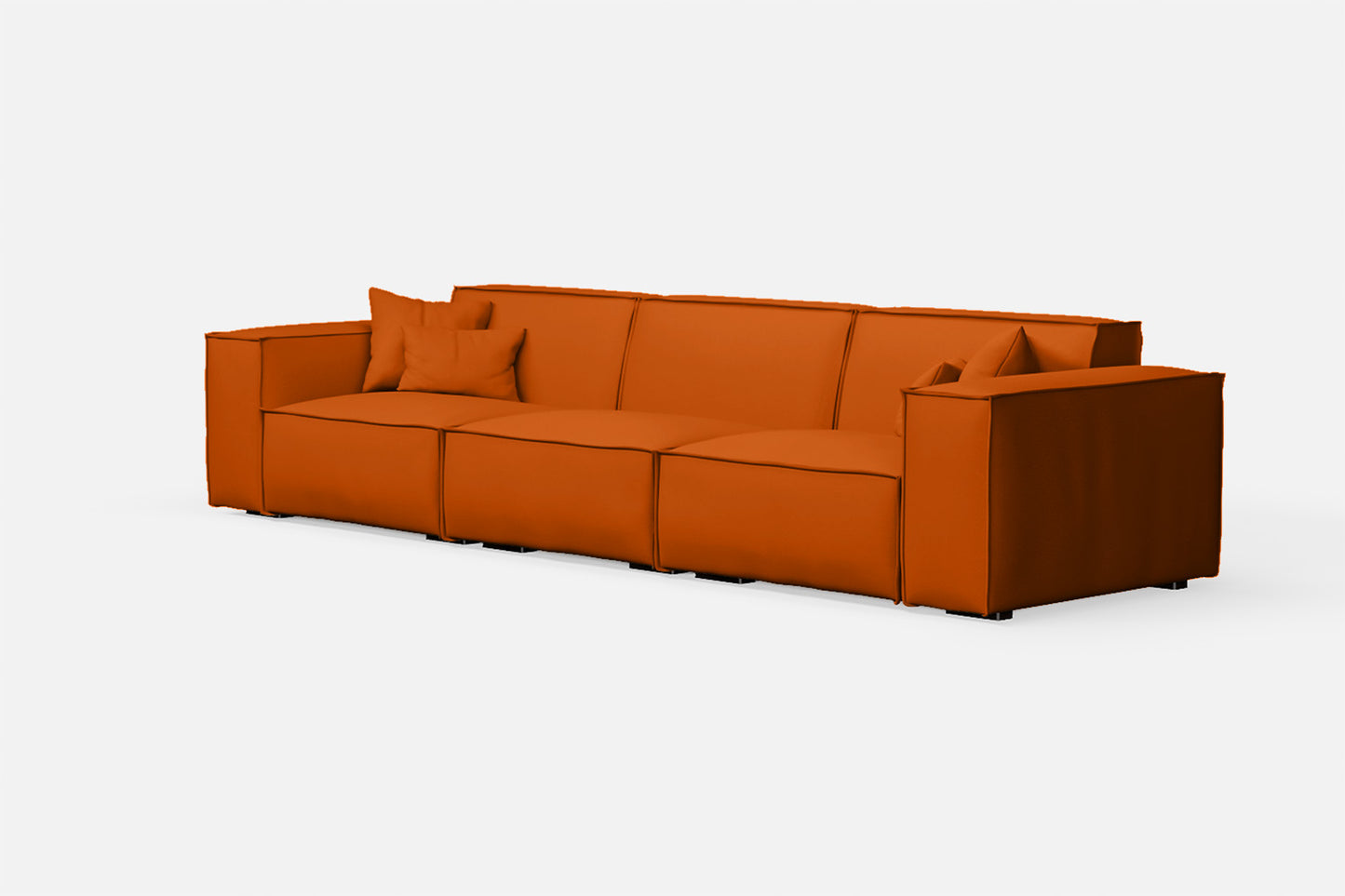 Naples 4 Seater Sofa Orange Leather