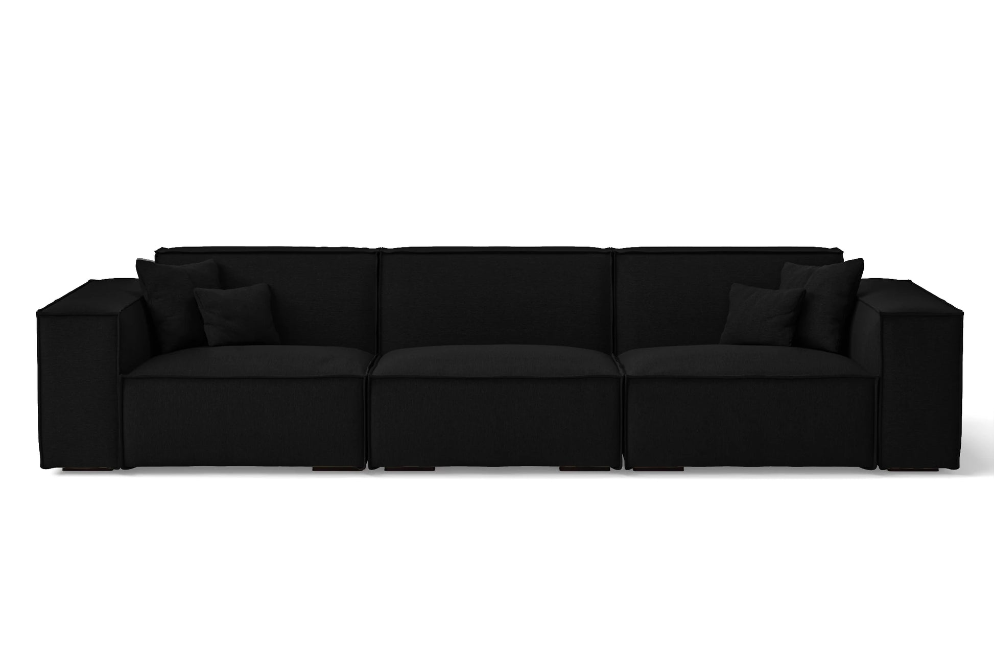 Naples 4 Seater Sofa Black Linen Fabric