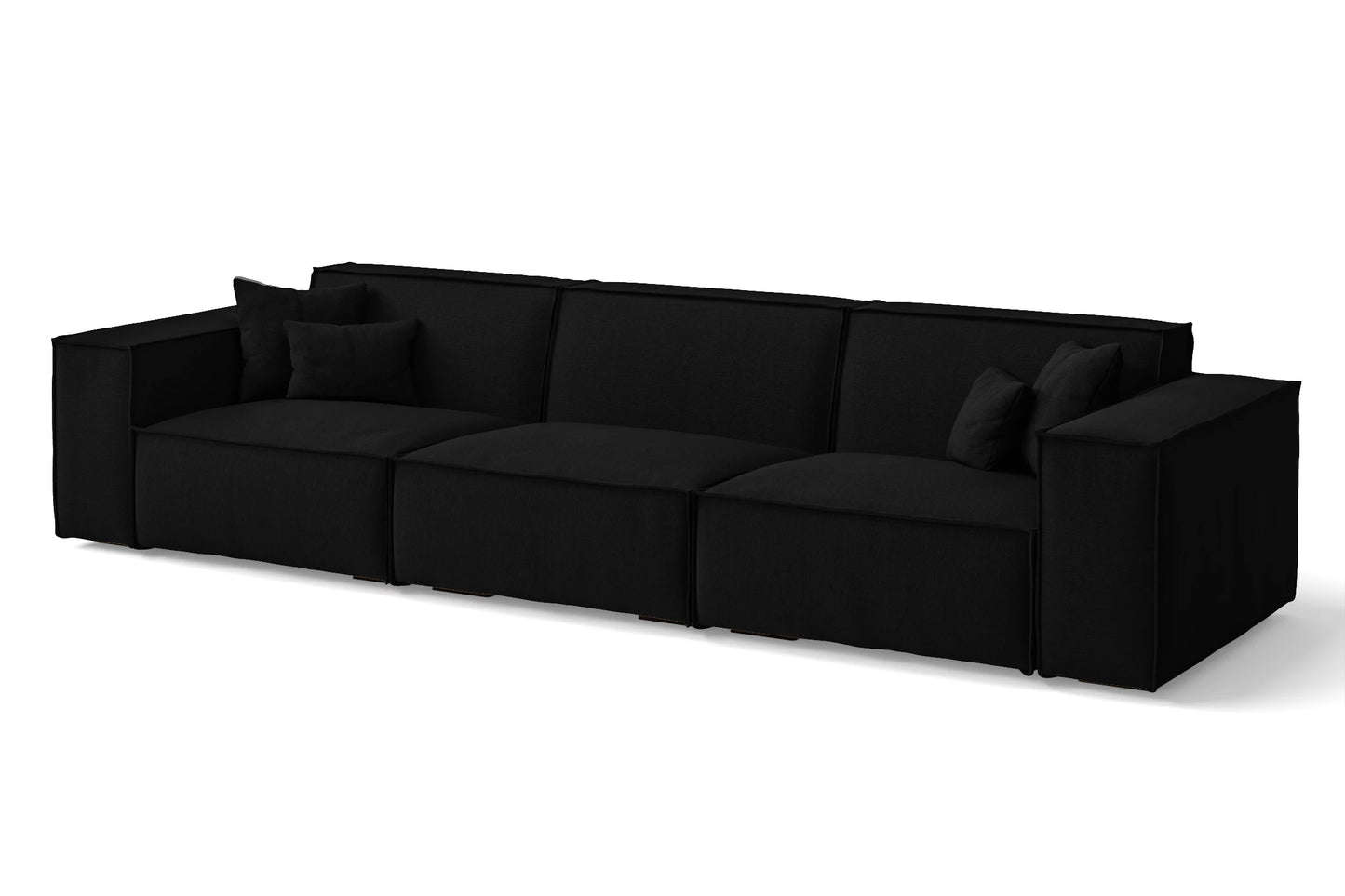 Naples 4 Seater Sofa Black Linen Fabric