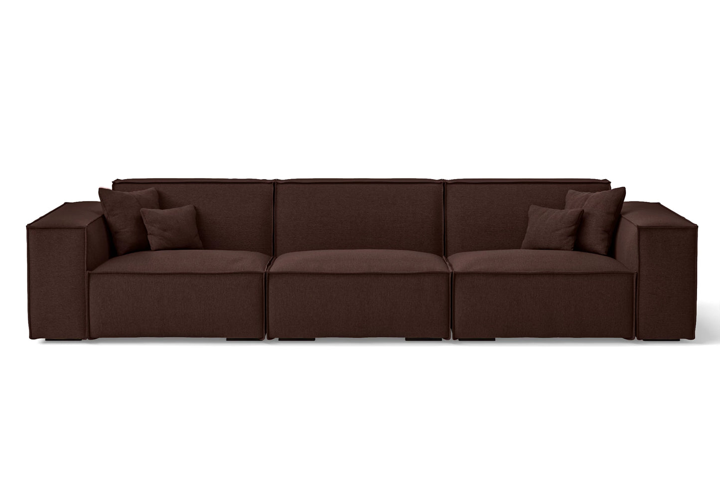 Naples 4 Seater Sofa Coffee Brown Linen Fabric