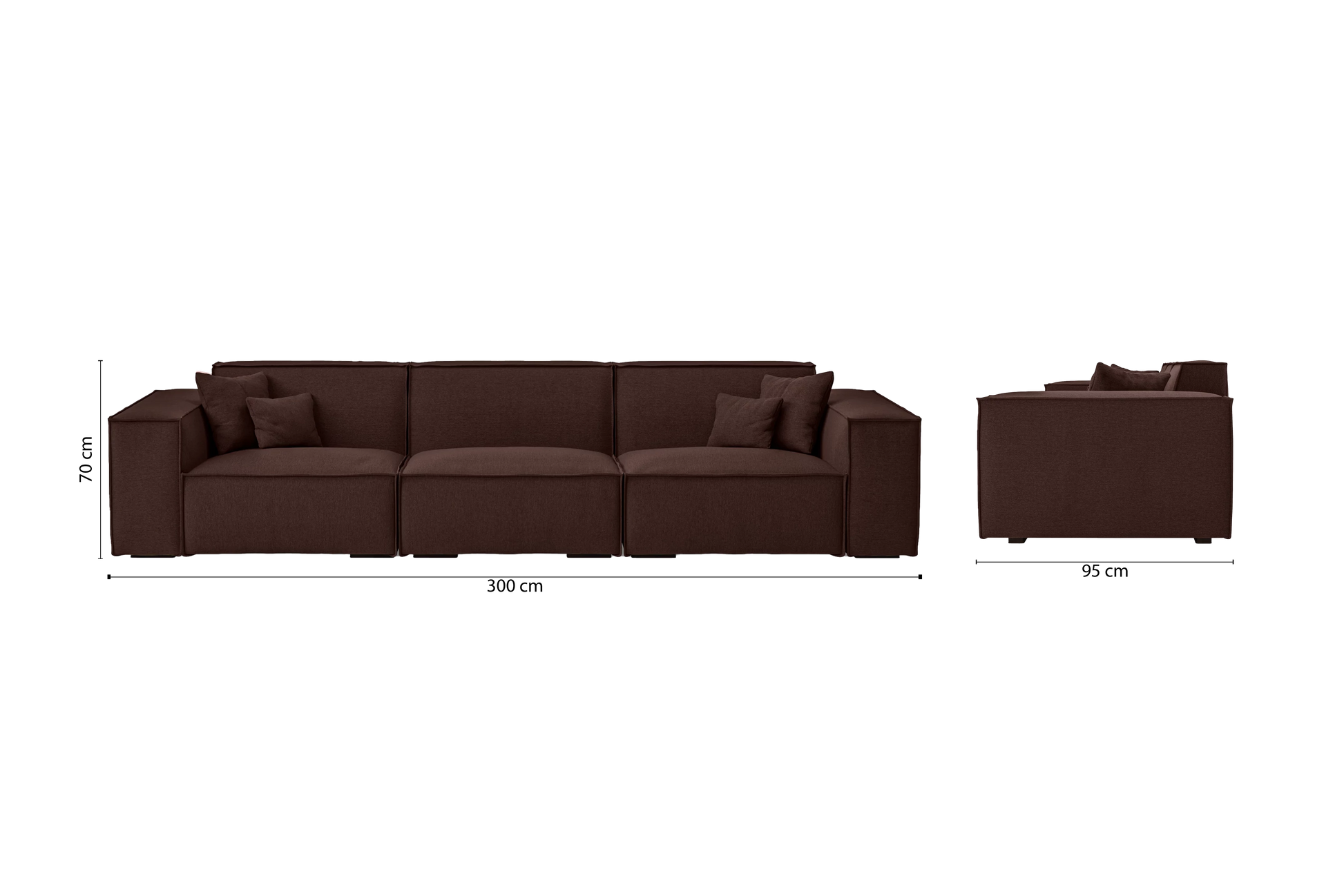 Naples 4 Seater Sofa Coffee Brown Linen Fabric