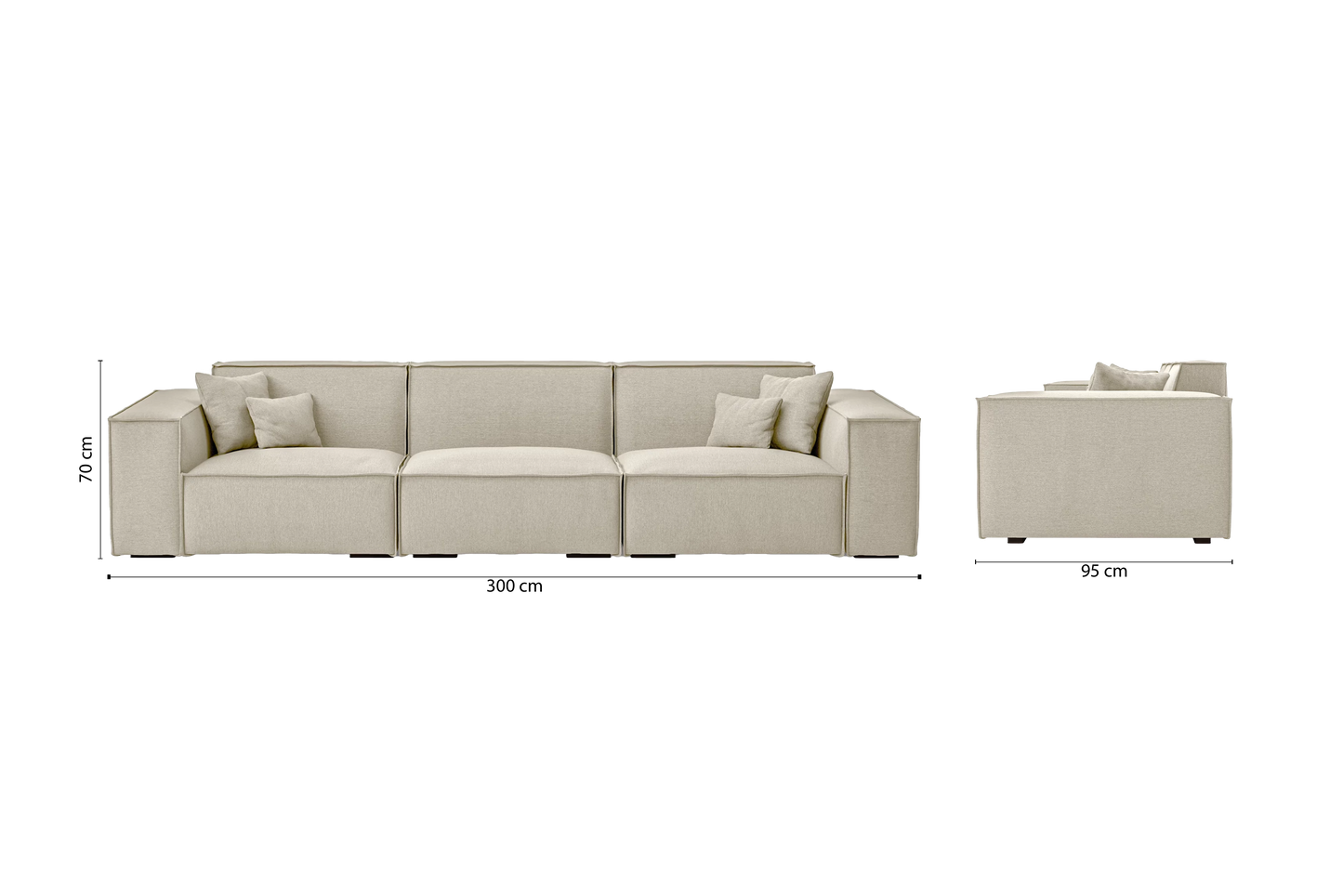 Naples 4 Seater Sofa Cream Linen Fabric