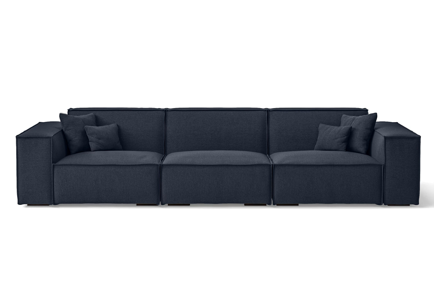 Naples 4 Seater Sofa Dark Blue Linen Fabric