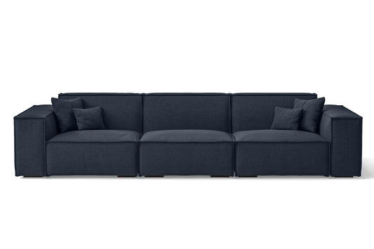 Naples 4 Seater Sofa Dark Blue Linen Fabric