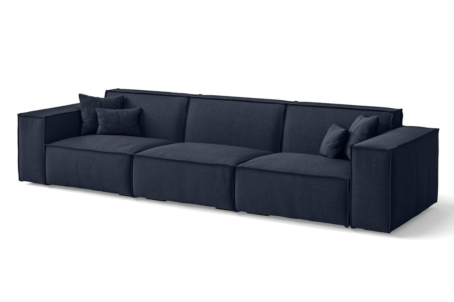 Naples 4 Seater Sofa Dark Blue Linen Fabric