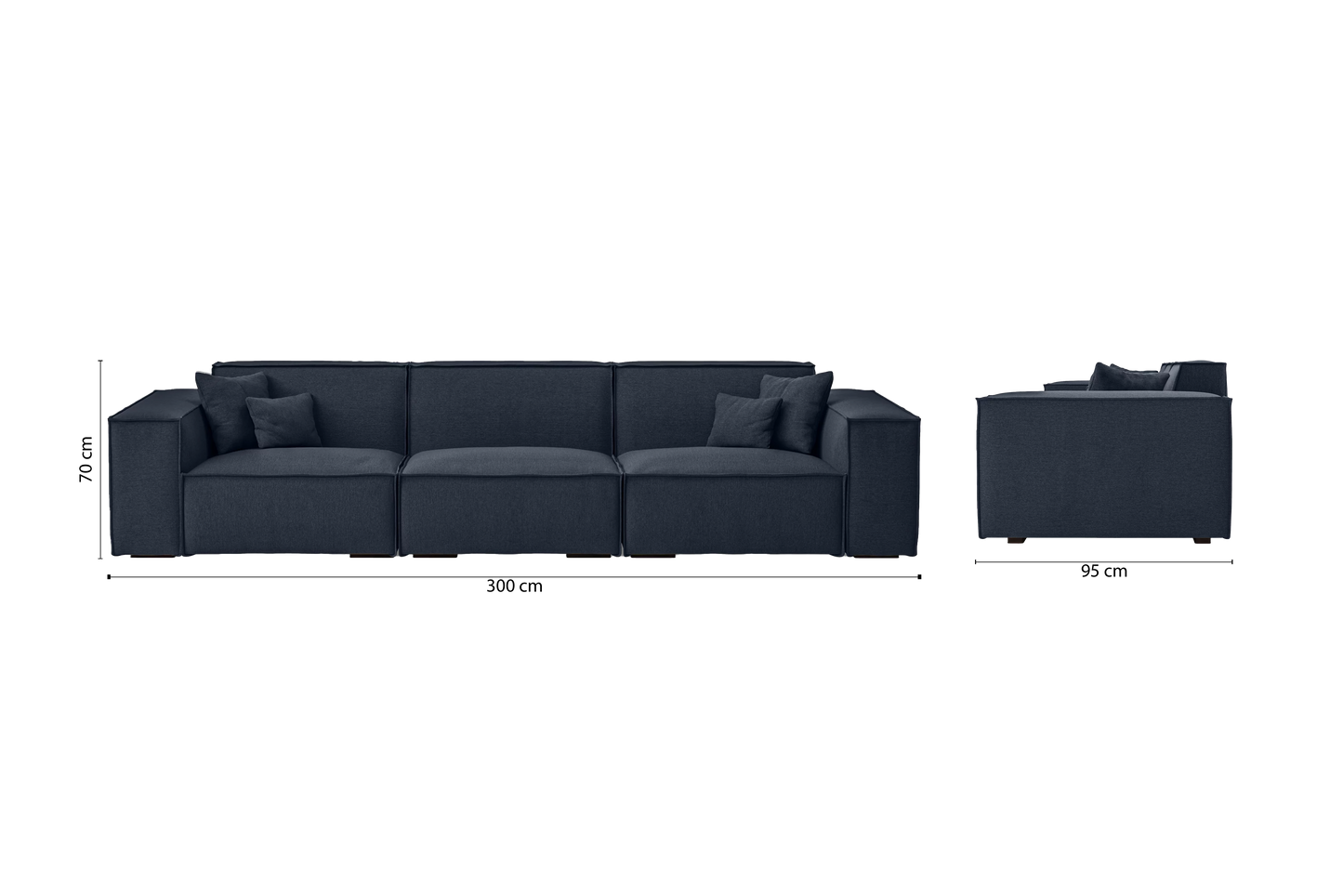 Naples 4 Seater Sofa Dark Blue Linen Fabric