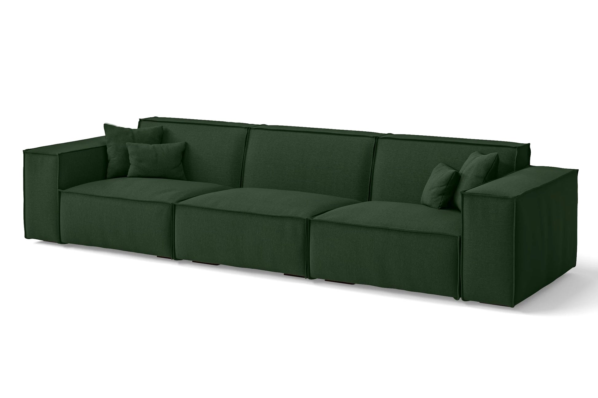 Naples 4 Seater Sofa Forest Green Linen Fabric