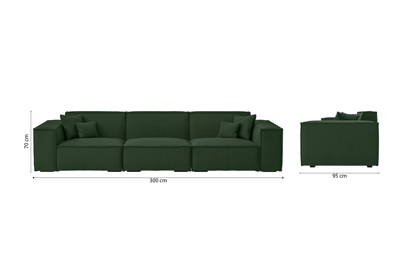 Naples 4 Seater Sofa Forest Green Linen Fabric