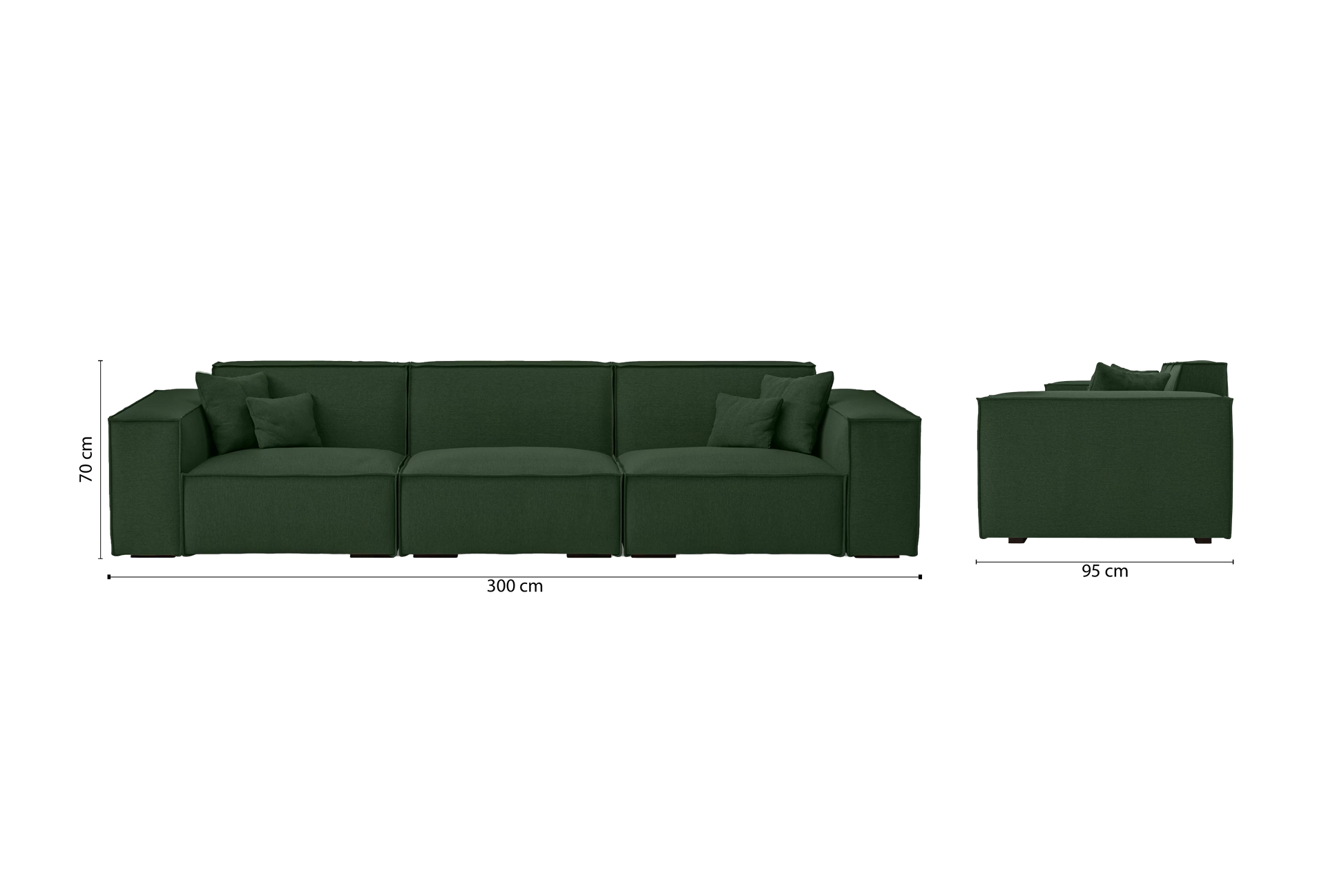 Naples 4 Seater Sofa Forest Green Linen Fabric