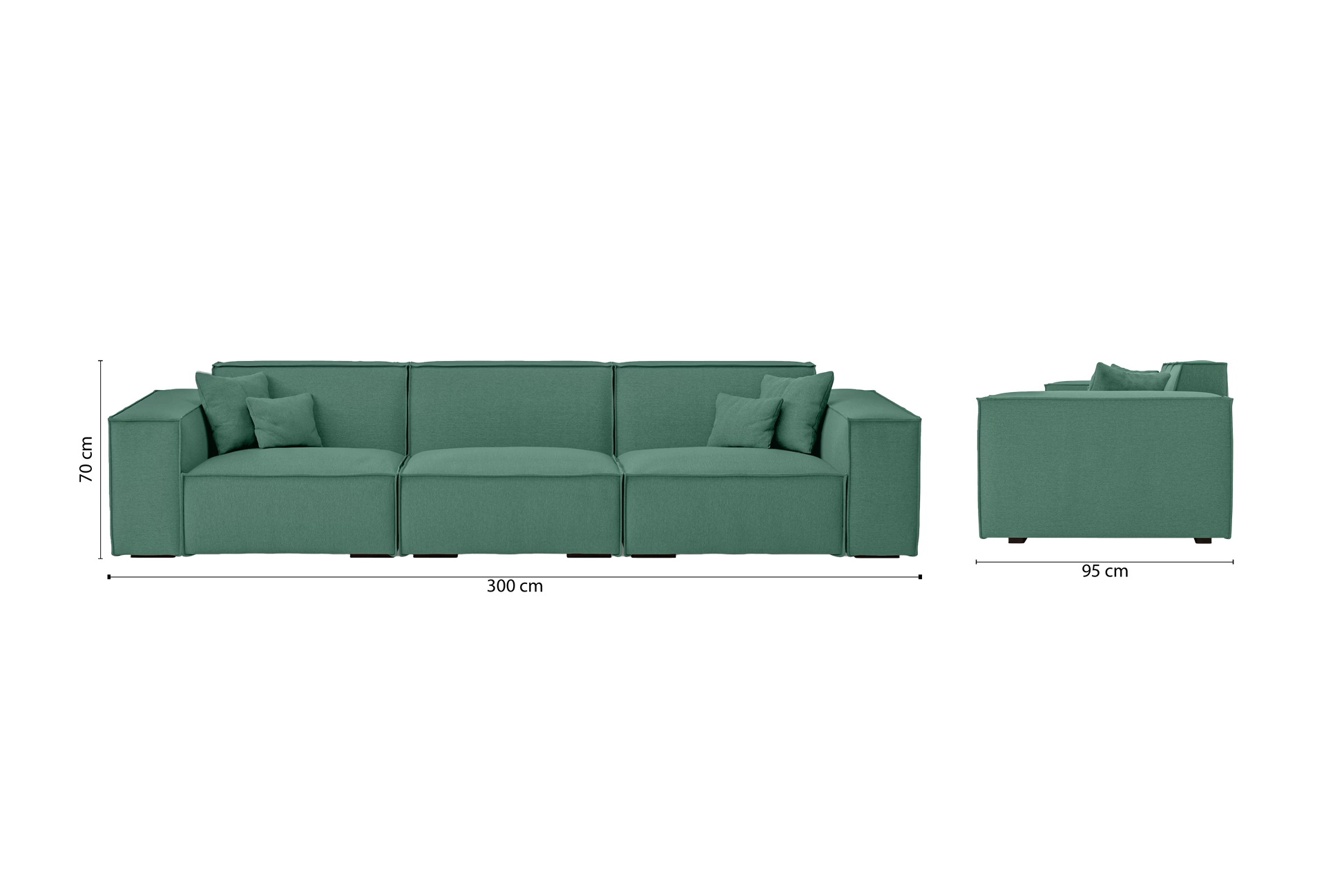 Naples 4 Seater Sofa Mint Green Linen Fabric