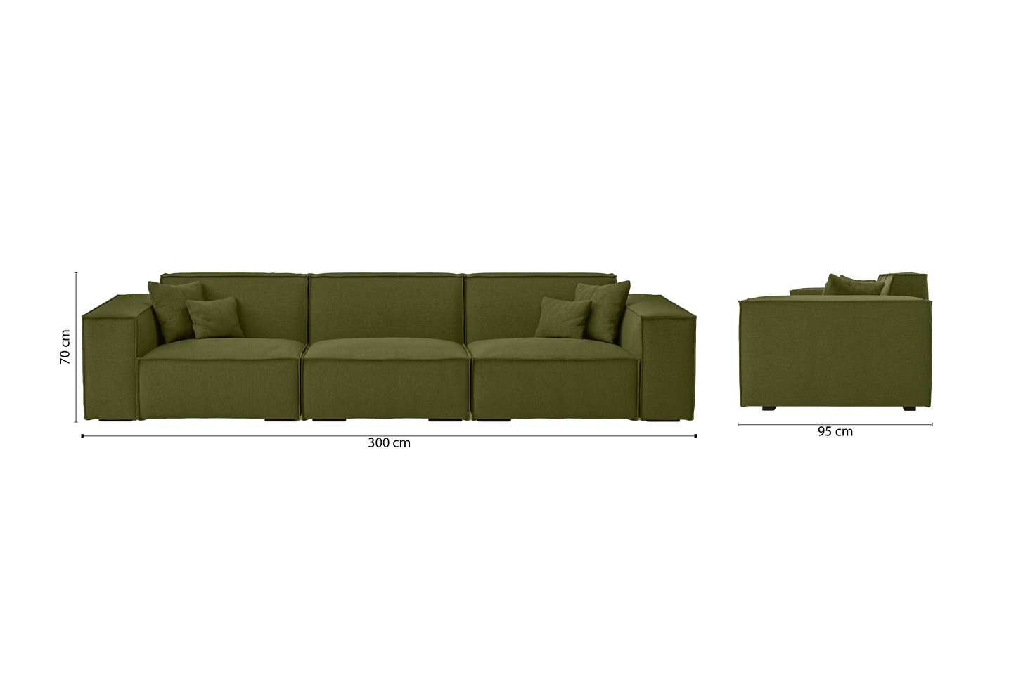 Naples 4 Seater Sofa Olive Linen Fabric