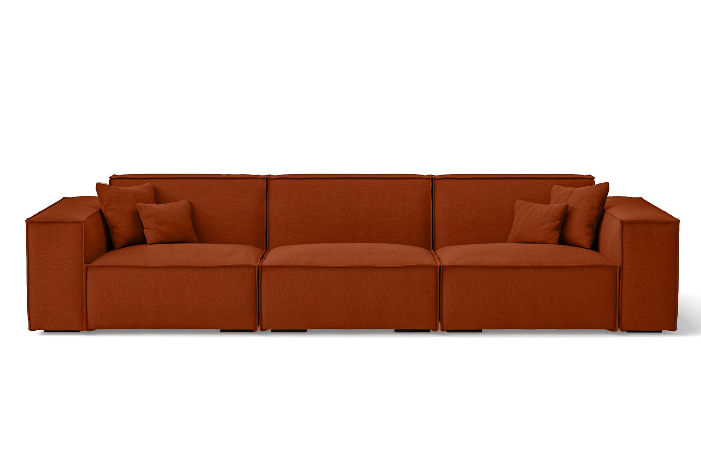 Naples 4 Seater Sofa Orange Linen Fabric