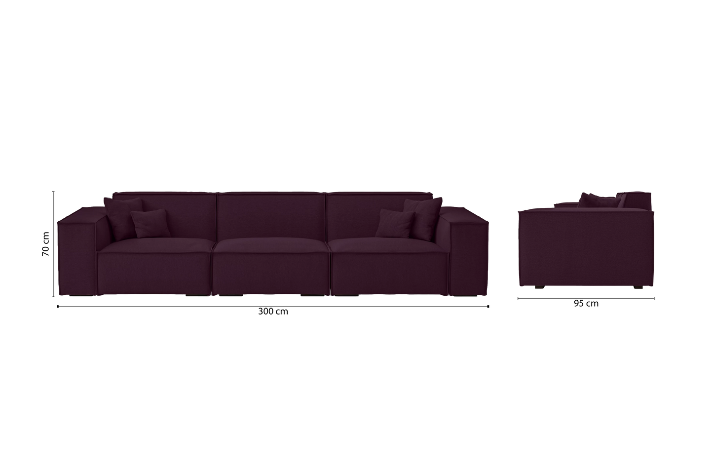 Naples 4 Seater Sofa Purple Linen Fabric