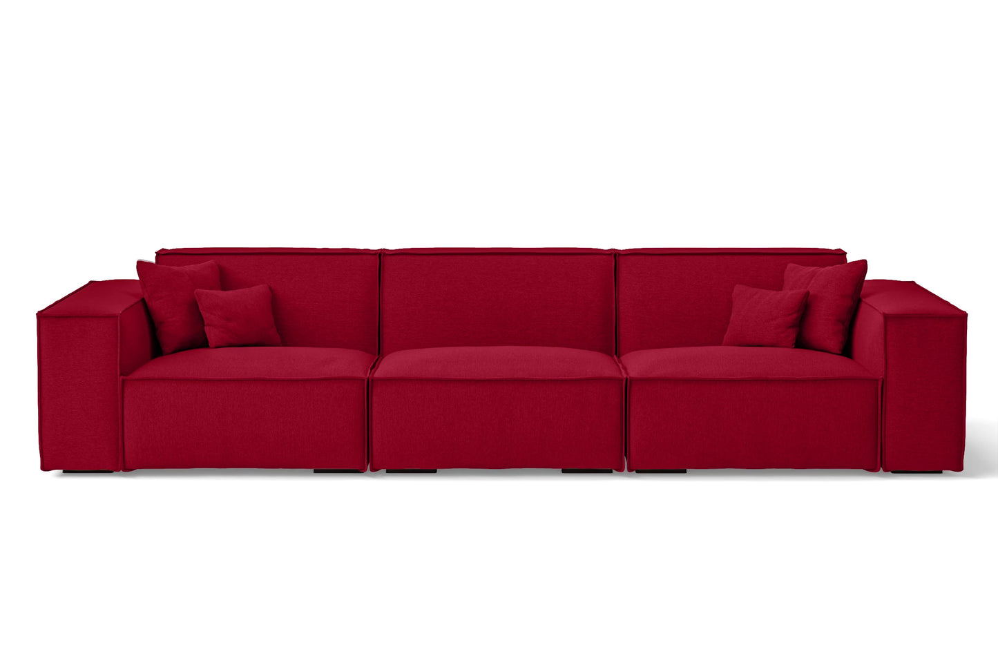 Naples 4 Seater Sofa Red Linen Fabric