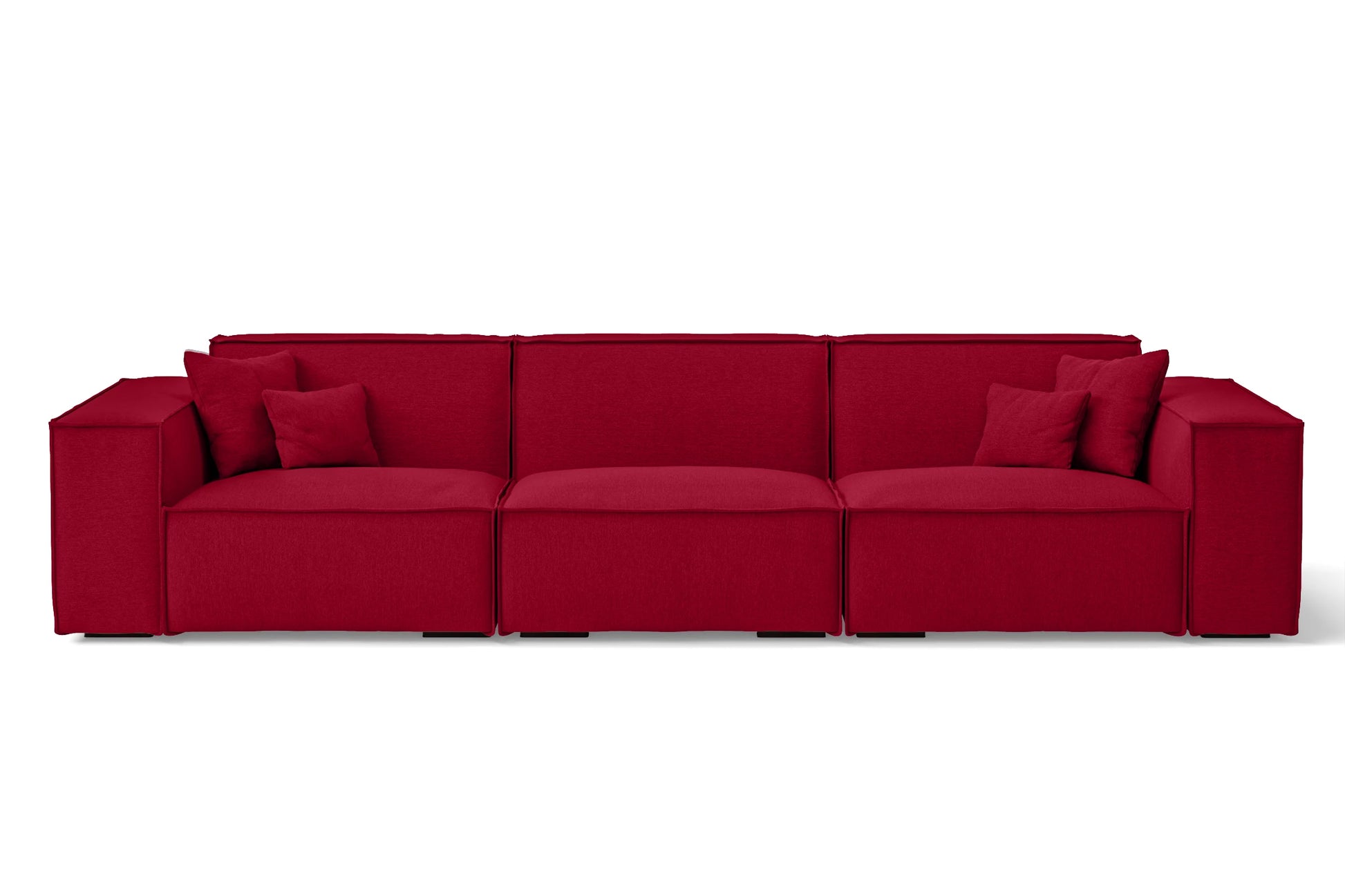 Naples 4 Seater Sofa Red Linen Fabric