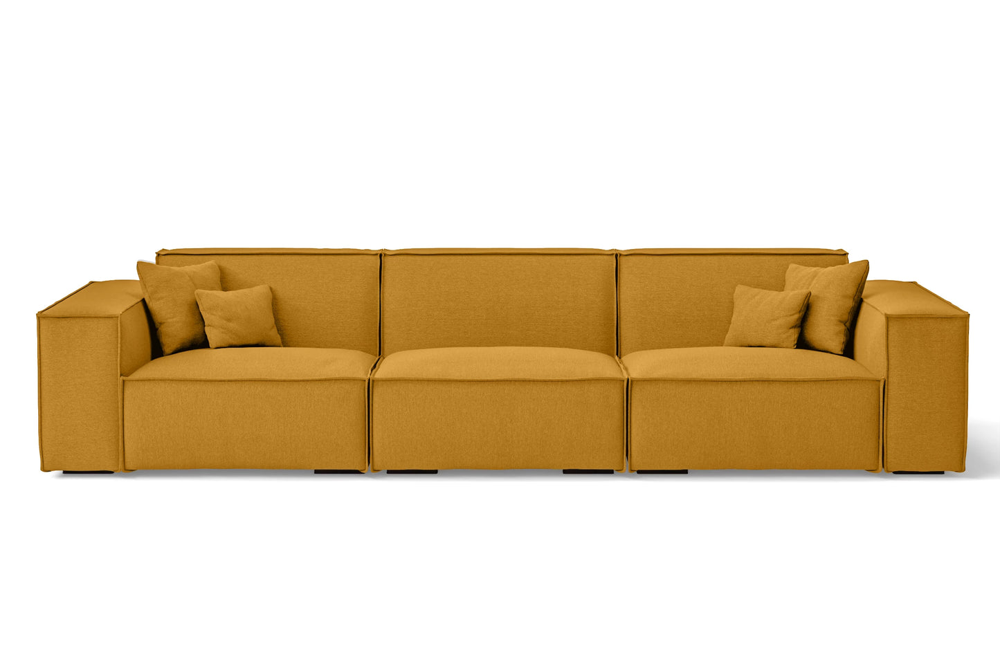 Naples 4 Seater Sofa Yellow Linen Fabric