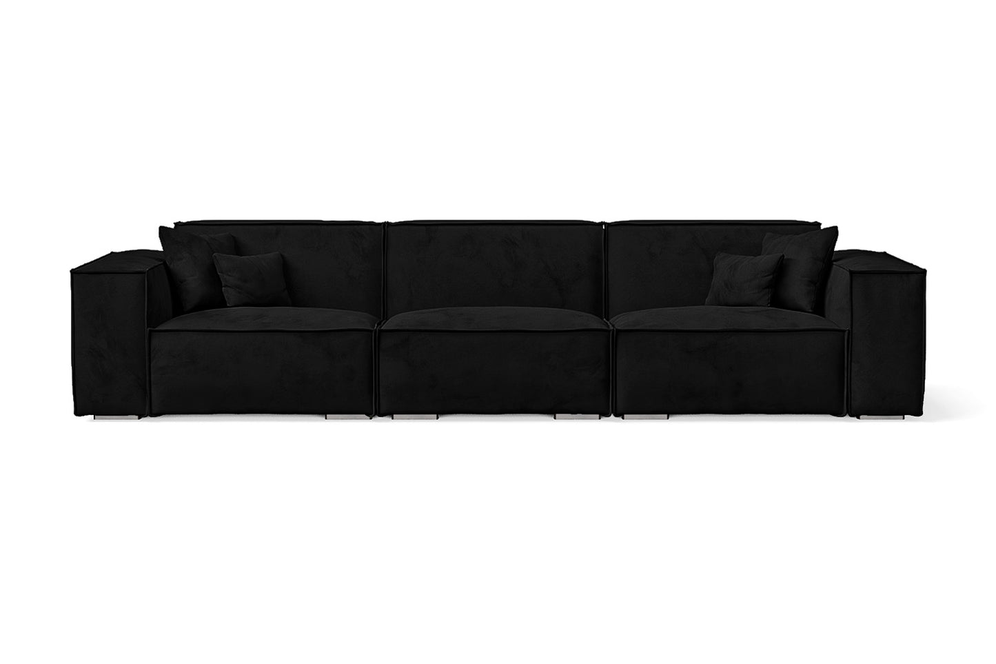 Naples 4 Seater Sofa Black Velvet