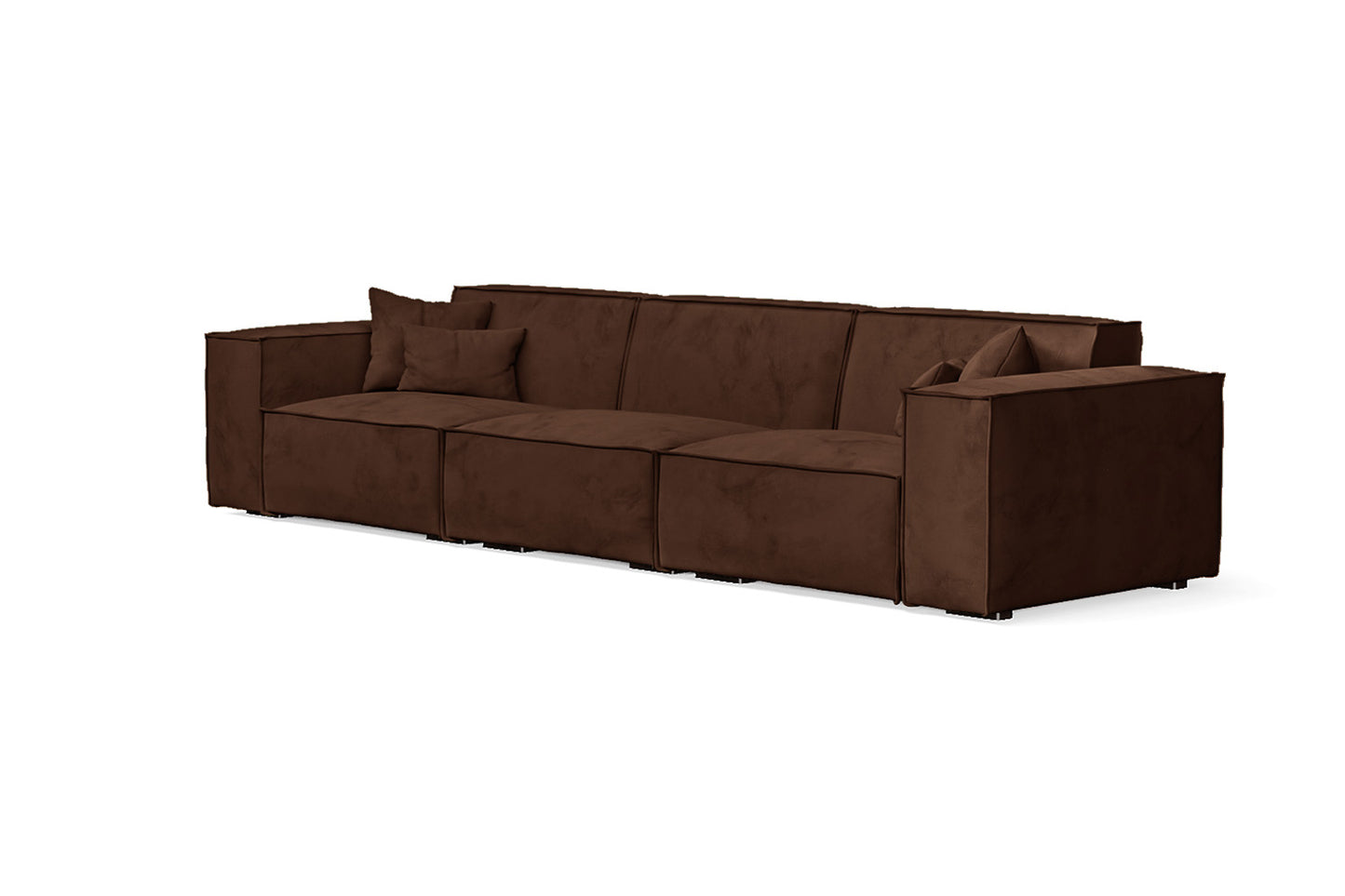 Naples 4 Seater Sofa Coffee Brown Velvet