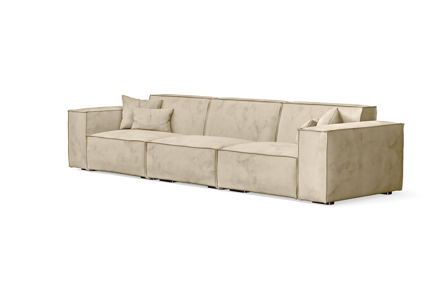 Naples 4 Seater Sofa Cream Velvet