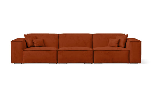 Naples 4 Seater Sofa Orange Velvet