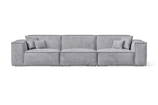 Naples 4 Seater Sofa Silver Velvet