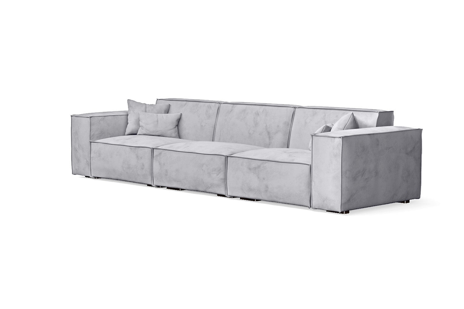 Naples 4 Seater Sofa Silver Velvet