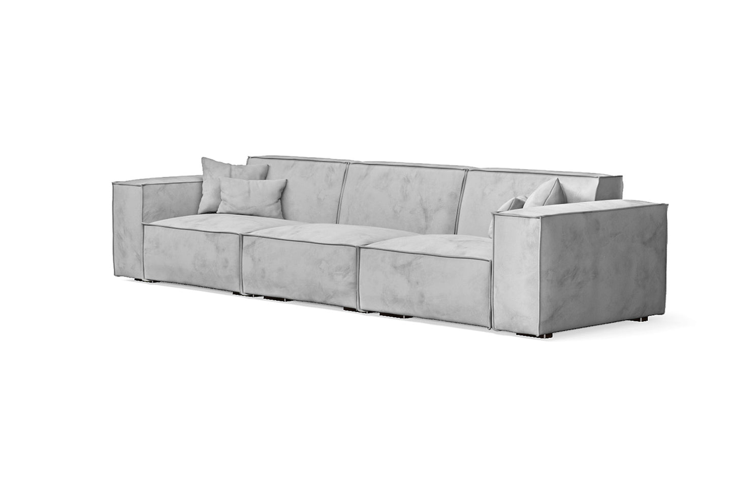 Naples 4 Seater Sofa White Velvet